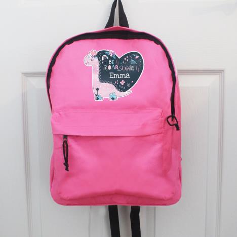 Personalised Pink Dinosaur Backpack Extra Image 2